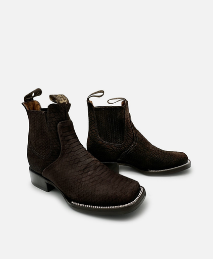BOTIN HOMBRE Imt.Phyton café, suela de cuero, horma botin